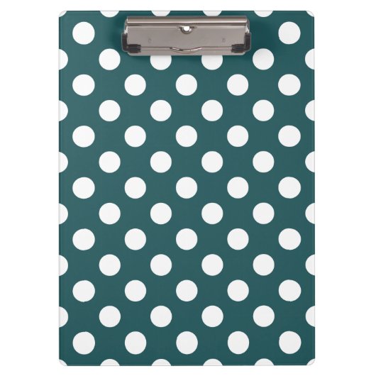 Aquamarine Polka-Punkte Klemmbrett (Vorderseite)
