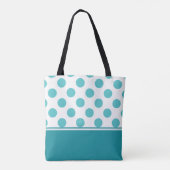 Aquamarine Polka-Punkte| Personalisiert Tasche (Rückseite)