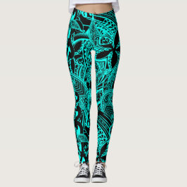 Aquamarine polynesische - hawaiianische Aquamarine Leggings