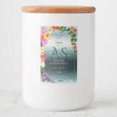 Aquamarine Produktetiketten Farbige Blume - Logo Lebensmitteletikett (Vorderseite)