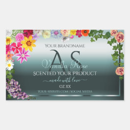 Aquamarine Produktkennzeichnungen Farbvolle Blume  Rechteckiger Aufkleber