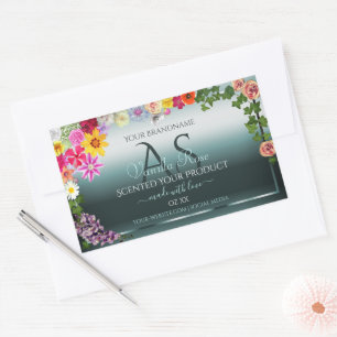 Aquamarine Produktkennzeichnungen Farbvolle Blume Rechteckiger Aufkleber