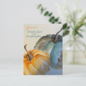 Aquamarine Pumpkin Postcard Postkarte (Stehend Vorderseite)