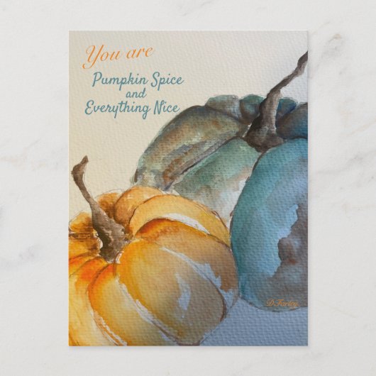 Aquamarine Pumpkin Postcard Postkarte (Vorderseite)