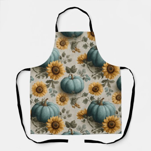 Aquamarine Pumpkins und goldene Sonnenblumen Schürze (Vorderseite)