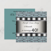 Aquamarine Punkte 40. Geburtstag Party Einladungen (Vorne/Hinten)