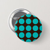 Aquamarine Punkte auf Schokoladenbraun Button (Vorne & Hinten)