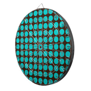 Aquamarine Punkte auf Schokoladenbraun Dartscheibe