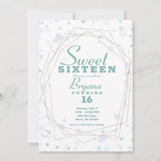 Aquamarine Punkte Rose Gold Geometric Modern Sweet Einladung