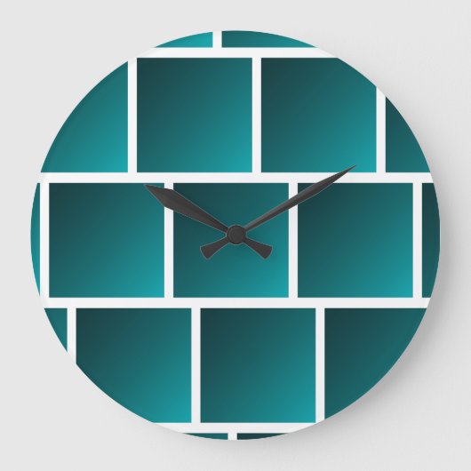 Aquamarine Quadrate Große Wanduhr (Vorderseite)