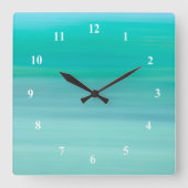 Aquamarine Quadratische Wanduhr (Vorderseite)