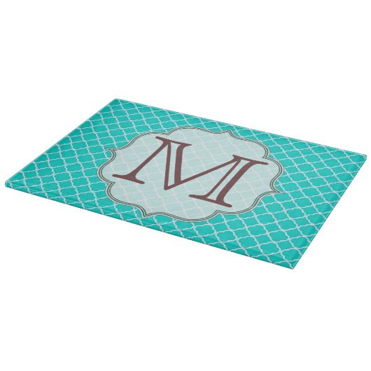 Aquamarine Quarterfolie Latti Glas Cutting Board Schneidebrett (Ecke)