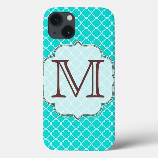 Aquamarine Quarterfolie Latti Monogram Initial IPA Case-Mate iPhone Hülle (Rückseite)