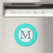 Aquamarine Quarterfolie Latti Monogram Initial Mag Magnet (In Situ (Geschirrspüler))