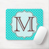 Aquamarine Quarterfolie Latti Monogramm Initialmau Mousepad (Mit Mouse)