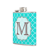 Aquamarine Quarterfolie Monogramm erste Whiskey-Fl Flachmann (Links)