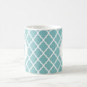 Aquamarine Quatrefolie marokkanische Monogramm Kaf Kaffeetasse (Mittel)