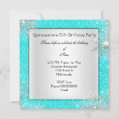 Aquamarine Quinceanera 15. Elite Elegant Geburtsta Einladung (Rückseite)