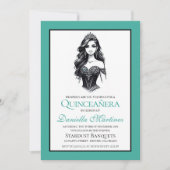 Aquamarine Quinceañera Girl Einladung (Vorderseite)
