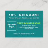 Aquamarine Rabattkarte für Unternehmen (Vorderseite)