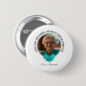 Aquamarine Rahmen-Großmutter mit Blumenmuster zum  Button (Vorne & Hinten)