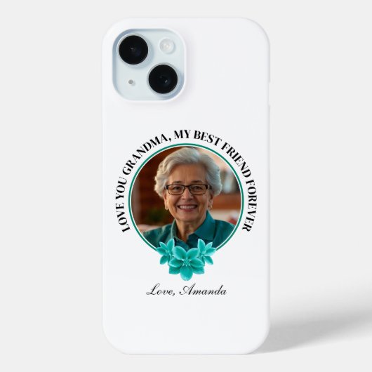 Aquamarine Rahmen-Großmutter mit Blumenmuster zum  Case-Mate iPhone Hülle (Rückseite)