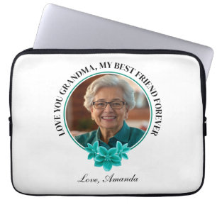 Aquamarine Rahmen-Großmutter mit Blumenmuster zum  Laptopschutzhülle