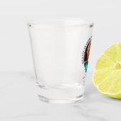 Aquamarine Rahmen-Großmutter mit Blumenmuster zum Schnapsglas (Links)