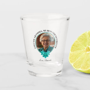 Aquamarine Rahmen-Großmutter mit Blumenmuster zum Schnapsglas