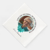 Aquamarine Rahmen-Großmutter mit Blumenmuster zum  Serviette (Ecke)