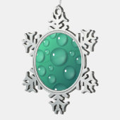 Aquamarine Raindrop Textur Schneeflocken Zinn-Ornament (Rechts)
