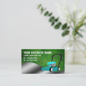 Aquamarine Rasenmäher Gartenservice Gras schneiden Visitenkarte (Stehend Vorderseite)