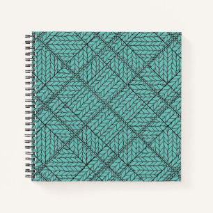 AQUAMARINE RAUTE STRICK 8.5x8.5 SpiralNotebook Notizblock