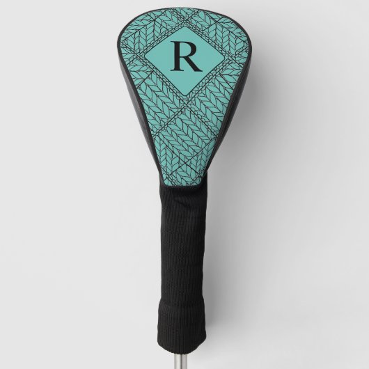 AQUAMARINE RAUTE STRICK Golf Driver Cover + Initia Golf Headcover (Vorderseite)