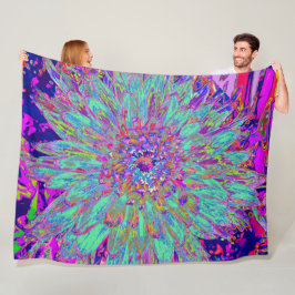 Aquamarine Regenbogen Farbe Abstrakt Dahlia Blume Fleecedecke