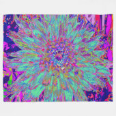 Aquamarine Regenbogen Farbe Abstrakt Dahlia Blume Fleecedecke (Vorderseite (Horizontal))