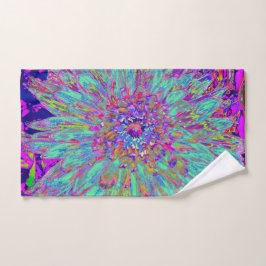 Aquamarine Regenbogen Farbe Abstrakt Dahlia Blume Handtuch