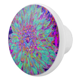 Aquamarine Regenbogen Farbe Abstrakt Dahlia Blume Keramikknauf