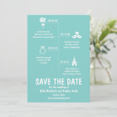 Aquamarine Relationship Timeline Wedding Save the Date (Stehend Vorderseite)