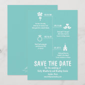 Aquamarine Relationship Timeline Wedding Save the Date (Vorne/Hinten)