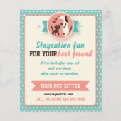 Aquamarine Retro-Katze und Hunde Sitter Flyer (Vorne)