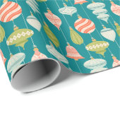 Aquamarine Retro Weihnachtsbaumschmuck Geschenkpapier (Rolleneckpunkt)
