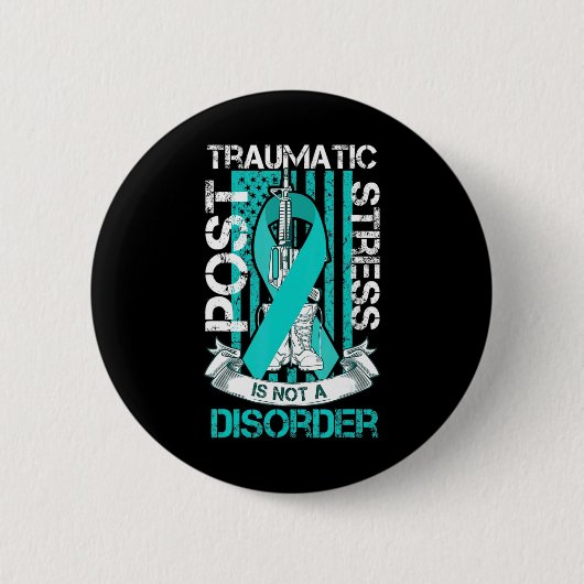 Aquamarine Ribbon Post Traumatic Stress Flag Ptsd Button (Vorderseite)