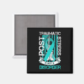 Aquamarine Ribbon Post Traumatic Stress Flag Ptsd Magnet (Vorderseite/Rückseite)