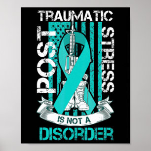 Aquamarine Ribbon Post Traumatic Stress Flag Ptsd Poster