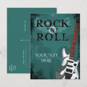 Aquamarine Rock'n'Roll Star Geburtstagsfeier Einladungspostkarte (Vorne/Hinten)