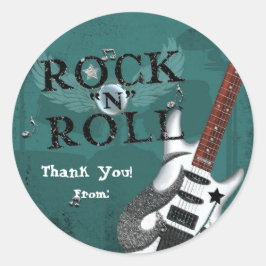 Aquamarine Rock'n'Roll Star Geburtstagsparty - Gef Runder Aufkleber