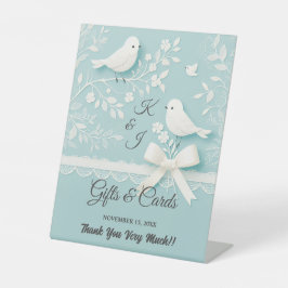 Aquamarine romantische Hochzeitskarte Sockelschild