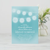 aquamarine romantische Laternen Hochzeit Einladung (Stehend Vorderseite)