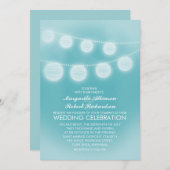 aquamarine romantische Laternen Hochzeit Einladung (Vorne/Hinten)